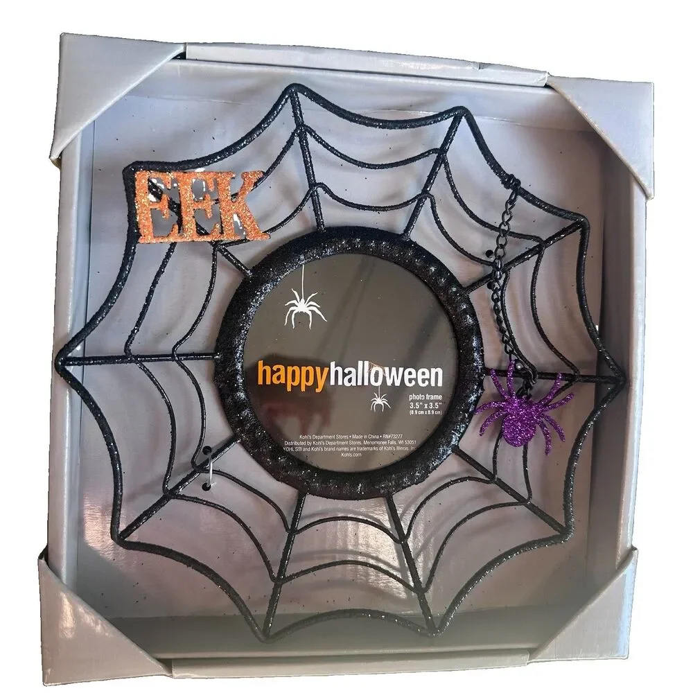 Kohl’s Happy Halloween Spider Web Photo Frame EEK Purple Spider New in Box